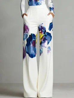 Urban Random Print Printing Wide Leg Pants