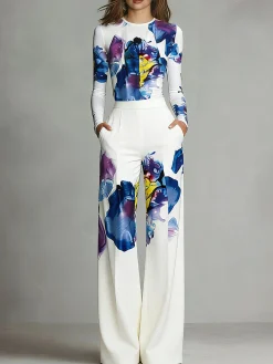 Urban Random Print Printing Wide Leg Pants
