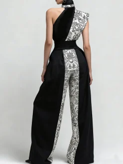 Urban Random Print Split Joint Wide Leg Pants