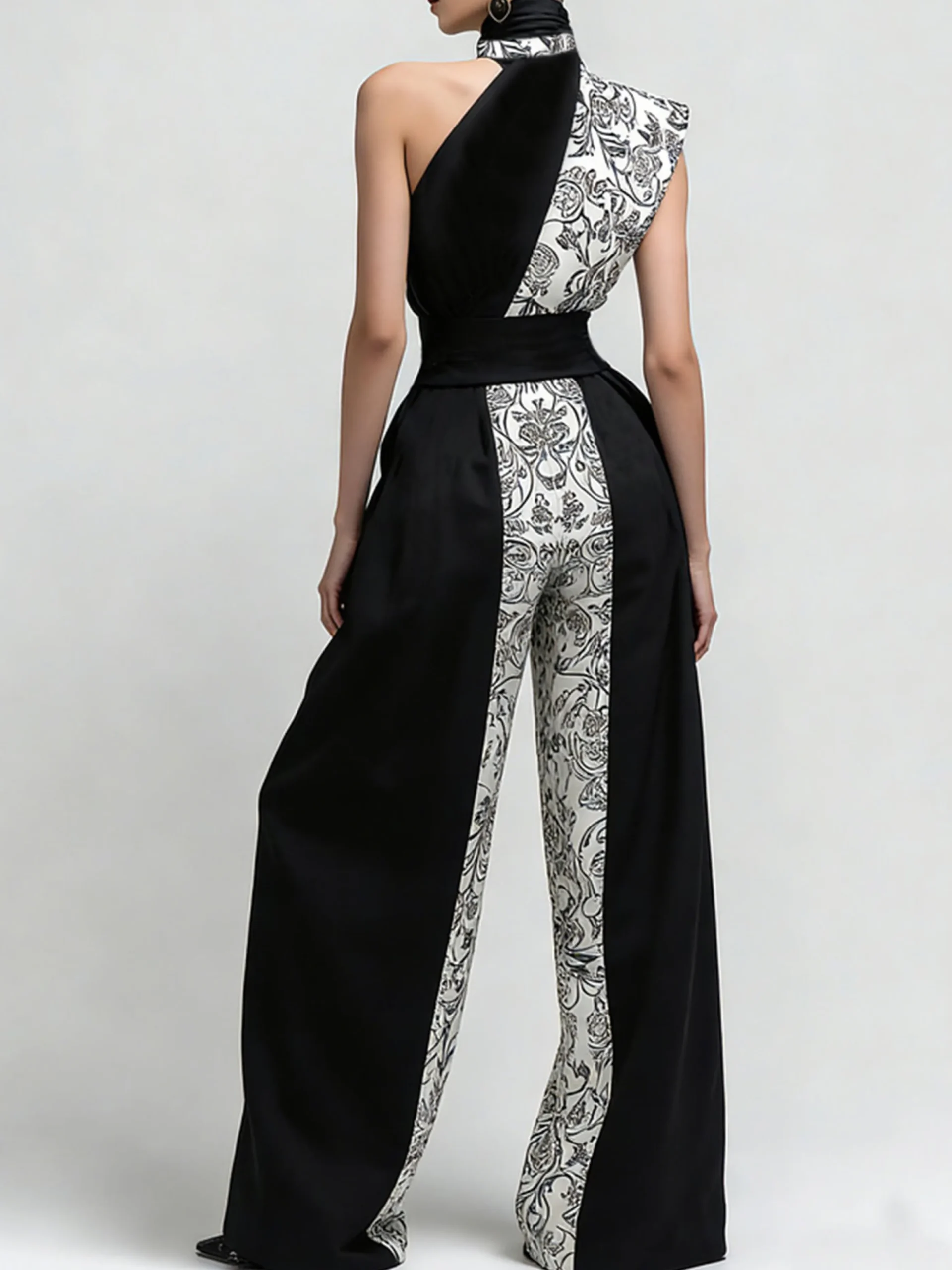 Urban Random Print Split Joint Wide Leg Pants
