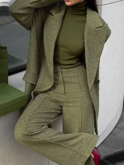 Urban Regular Sleeve Plain Lapel Collar Blazer