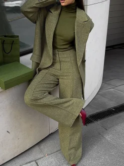 Urban Regular Sleeve Plain Lapel Collar Blazer