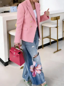 Urban Ripped Wide Leg Pants Loose H-Line Long Trousers for Daily