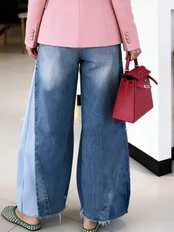 Urban Ripped Wide Leg Pants Loose H-Line Long Trousers for Daily