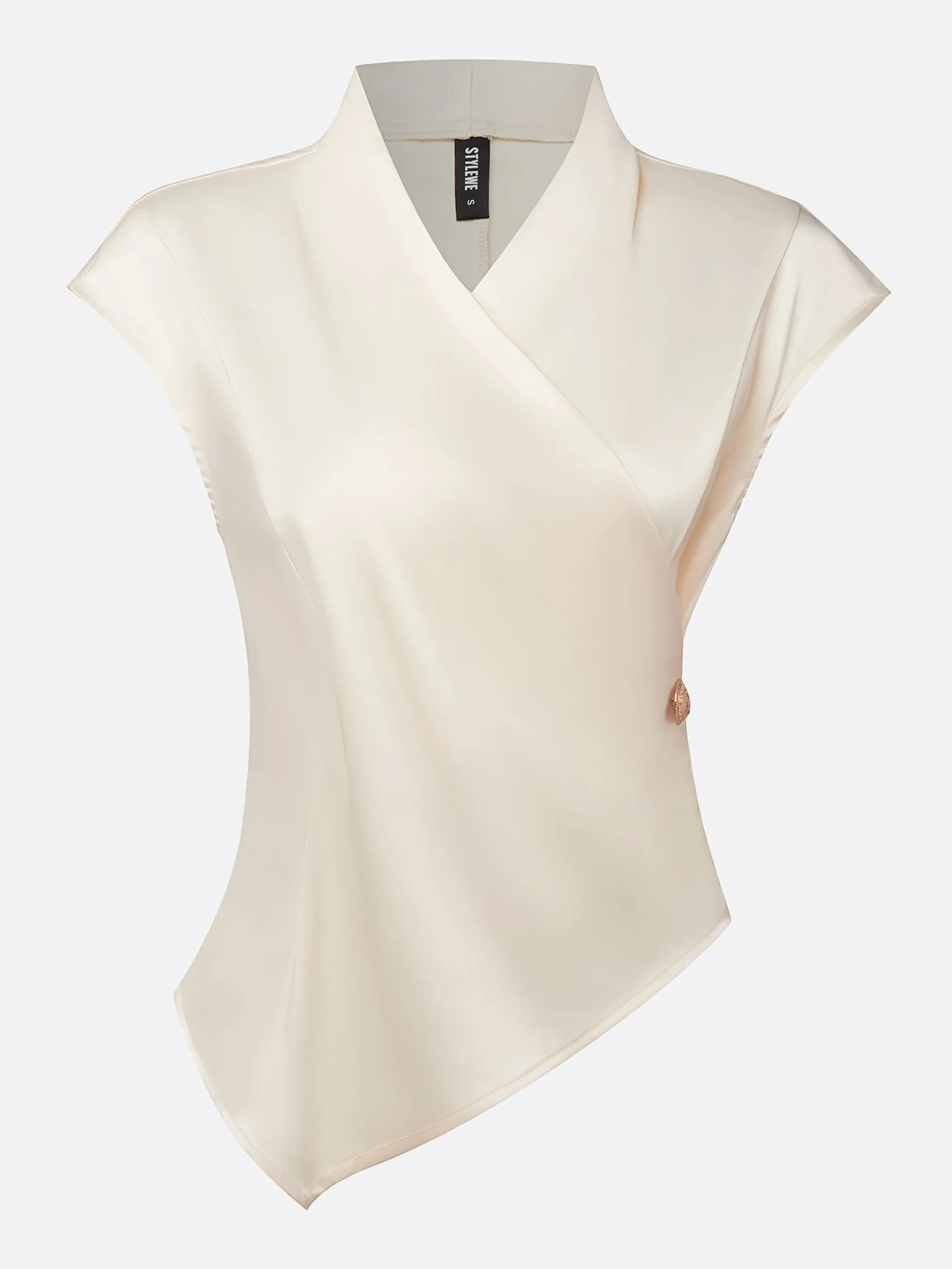 Urban Satin Cross Cross Neck Blouse