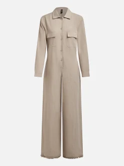 Urban Shawl Collar Long Sleeve Loose Linen Jumpsuit