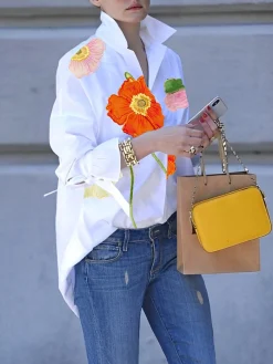 Urban Shirt Collar Floral Loose Blouse