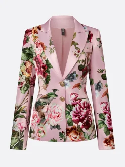 Urban Shoulder Pad Floral Lapel Collar Blazer