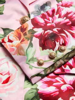 Urban Shoulder Pad Floral Lapel Collar Blazer