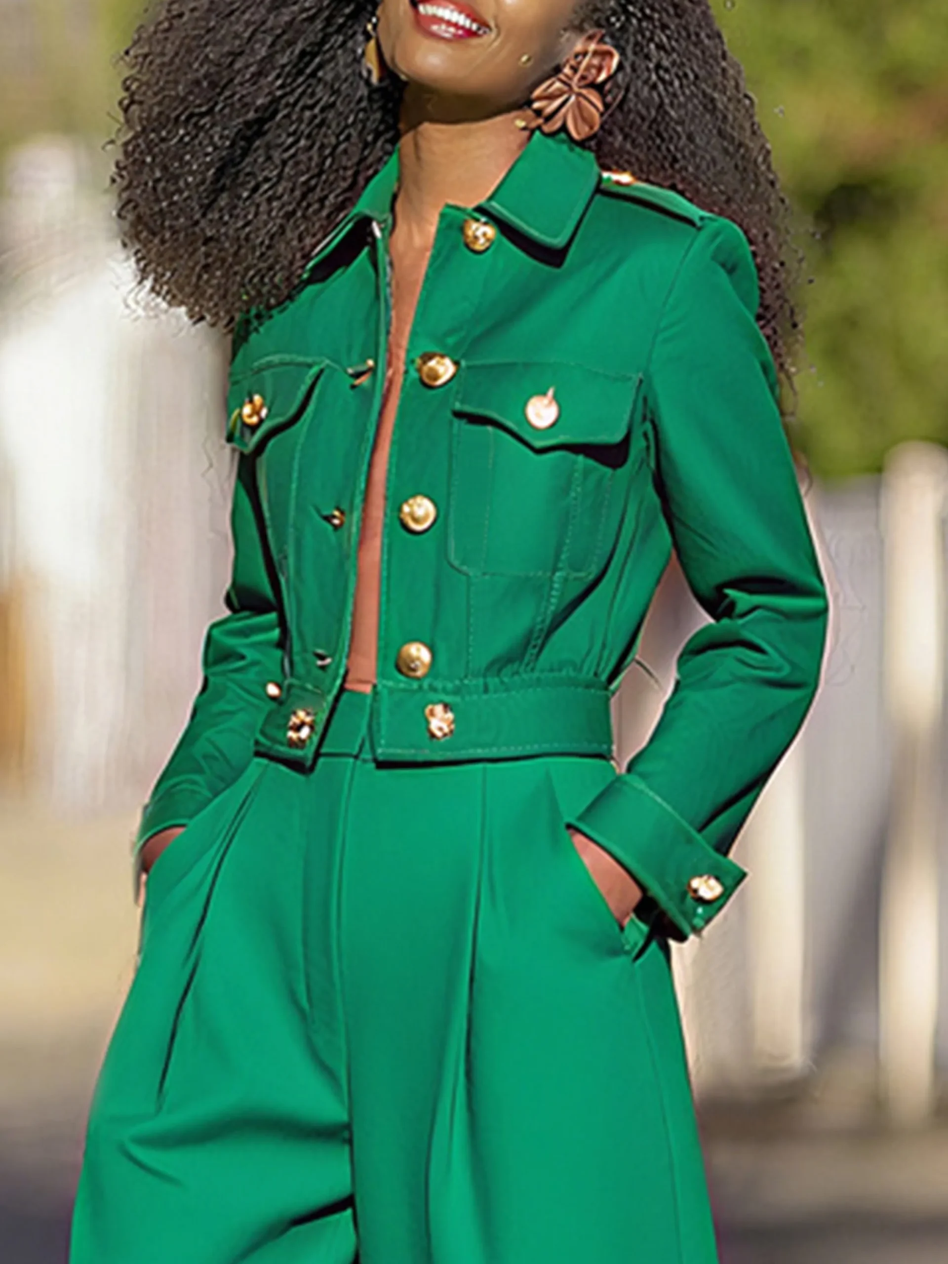 Urban Sleek Shawl Collar Buttoned Jacket