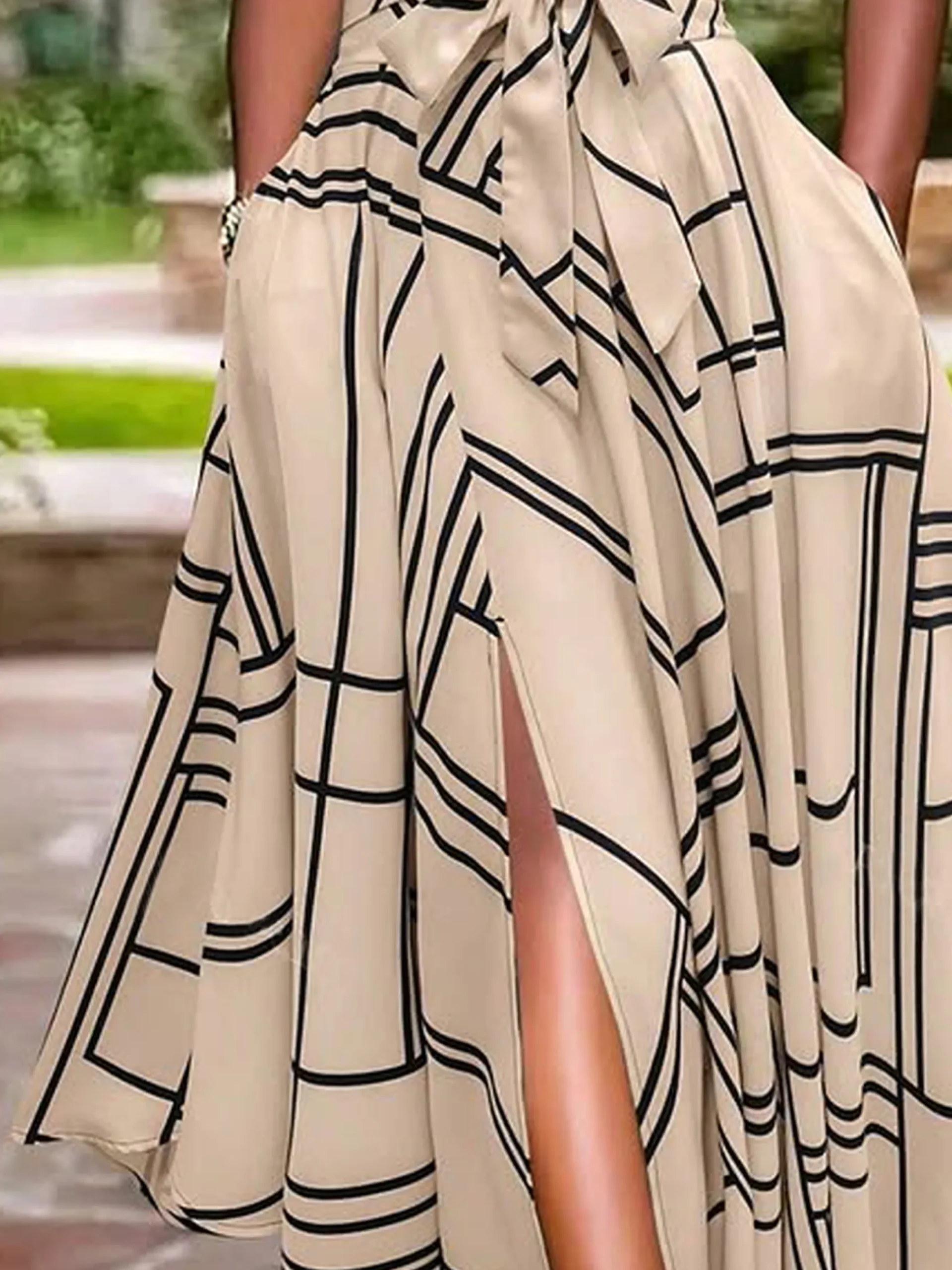 Urban Slit Geometric Midi Skirt