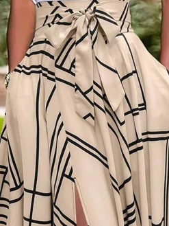 Urban Slit Geometric Midi Skirt