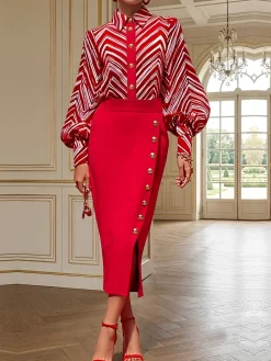 Urban Slit Plain Midi Skirt