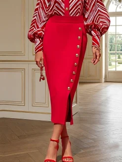 Urban Slit Plain Midi Skirt