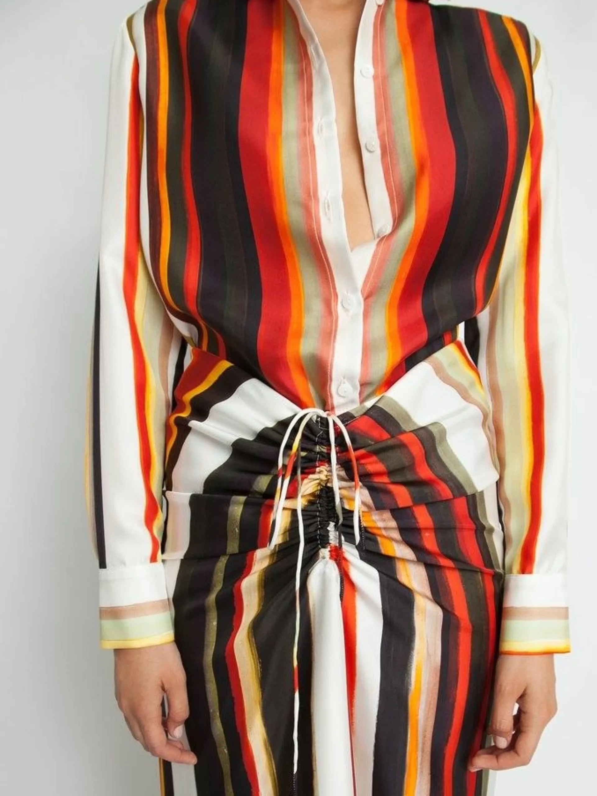 Urban Striped Buttoned Shirt Collar Shirt