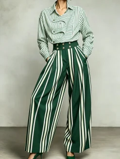Urban Striped Irregular Craftsmanship Shirt Collar Shirt