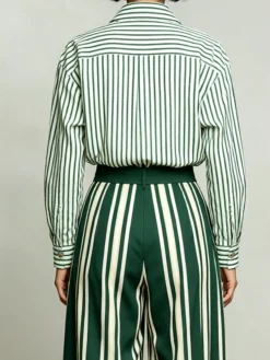 Urban Striped Irregular Craftsmanship Shirt Collar Shirt