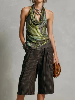 Urban Striped Printing Straight Shorts