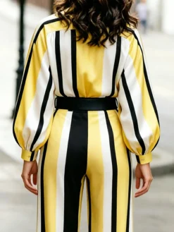 Urban Striped Shirt Collar Shirt