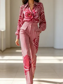 Urban Striped Shirt Collar Shirt