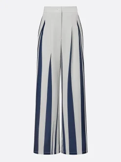 Urban Striped Straight Pants H-Line Natural Commuting Trousers