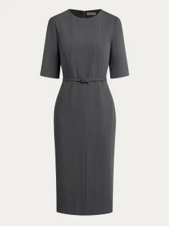 Urban Striped Tencel Fiber Dress With Belt