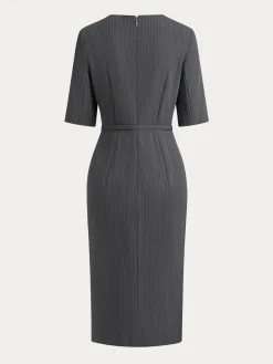 Urban Striped Tencel Fiber Dress With Belt