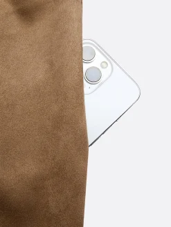Urban Suede-Look Midi Dress with Pockets