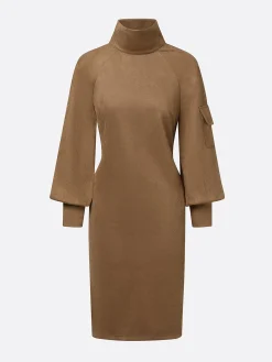 Urban Suede-Look Midi Dress with Pockets