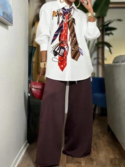 Urban Tie Printing Shirt Collar Shirt