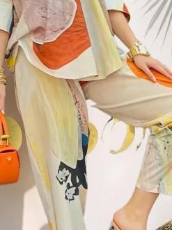 Vacation Geometric Straight Pants