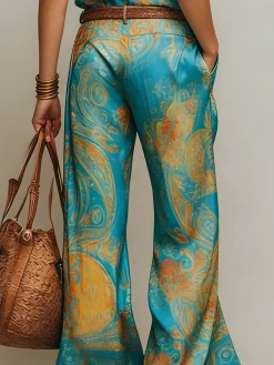 Vacation Random Print Straight Pants