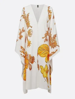 Vacation Split Sleeve Printing Floral Kimono