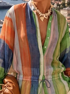 Vacation Striped Printing Shirt