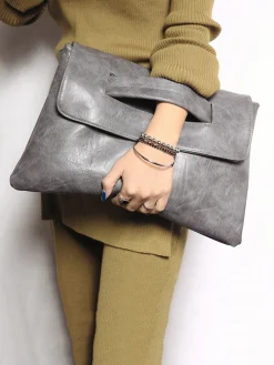 Women Large Capacity Commuting Magnetic Clutch Bag with Crossbody Strap