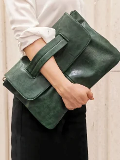 Women Large Capacity Commuting Magnetic Clutch Bag with Crossbody Strap