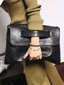 Women Large Capacity Commuting Magnetic Clutch Bag with Crossbody Strap