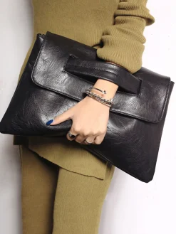 Women Large Capacity Commuting Magnetic Clutch Bag with Crossbody Strap