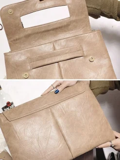 Women Large Capacity Commuting Magnetic Clutch Bag with Crossbody Strap