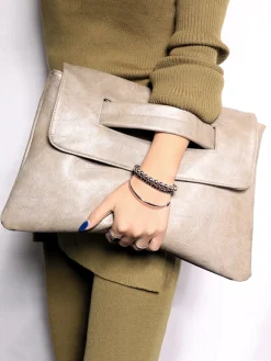 Women Large Capacity Commuting Magnetic Clutch Bag with Crossbody Strap