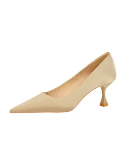 Women Minimalist Wineglass Heel Shallow Pumps