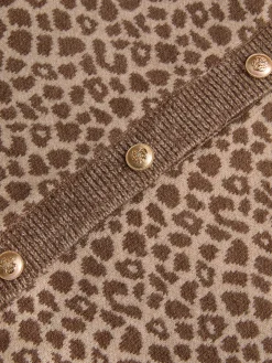 Yarn/Wool Yarn Urban Leopard Buttoned Cardigan