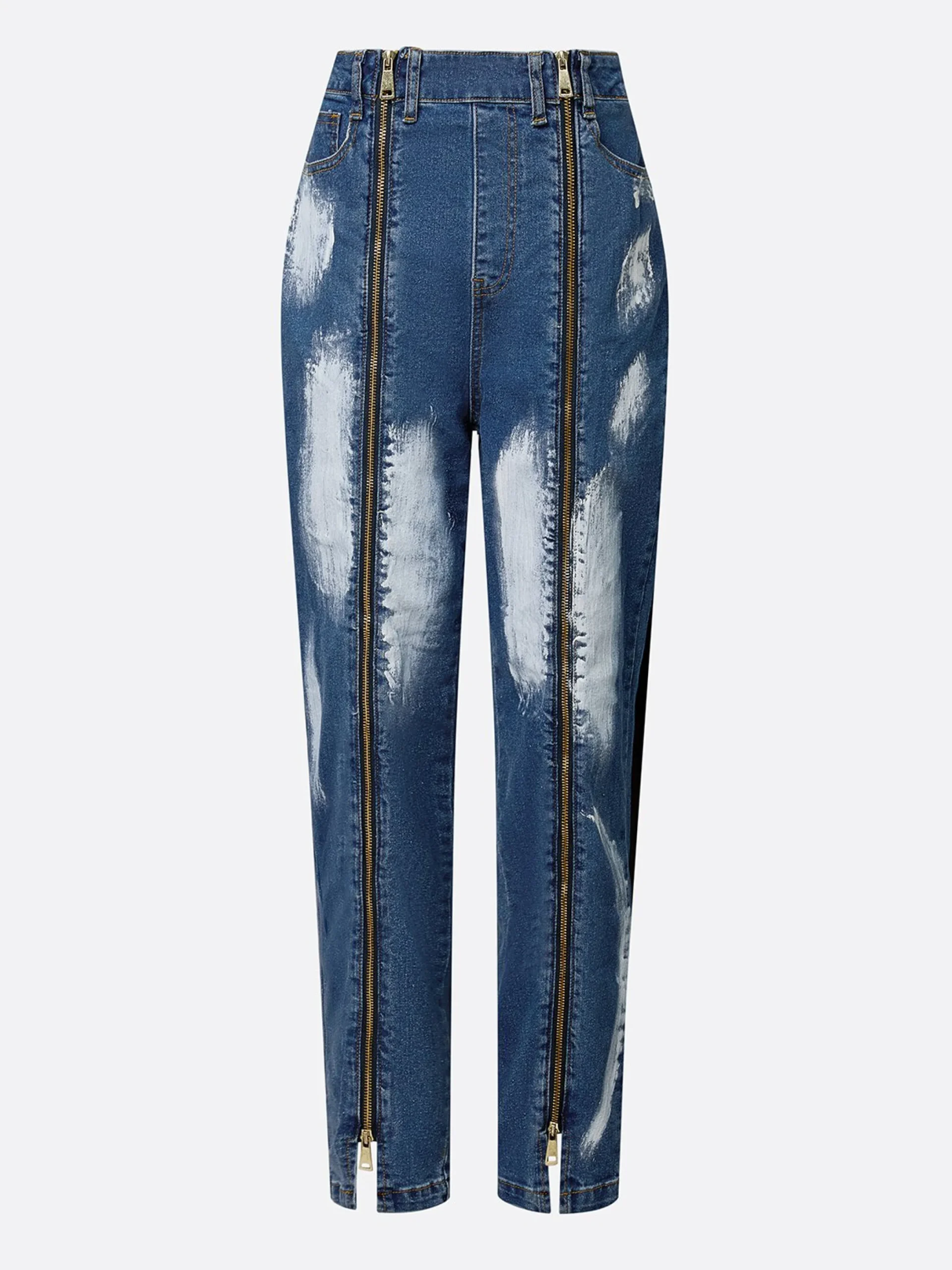 Zipper Plain Casual Jeans