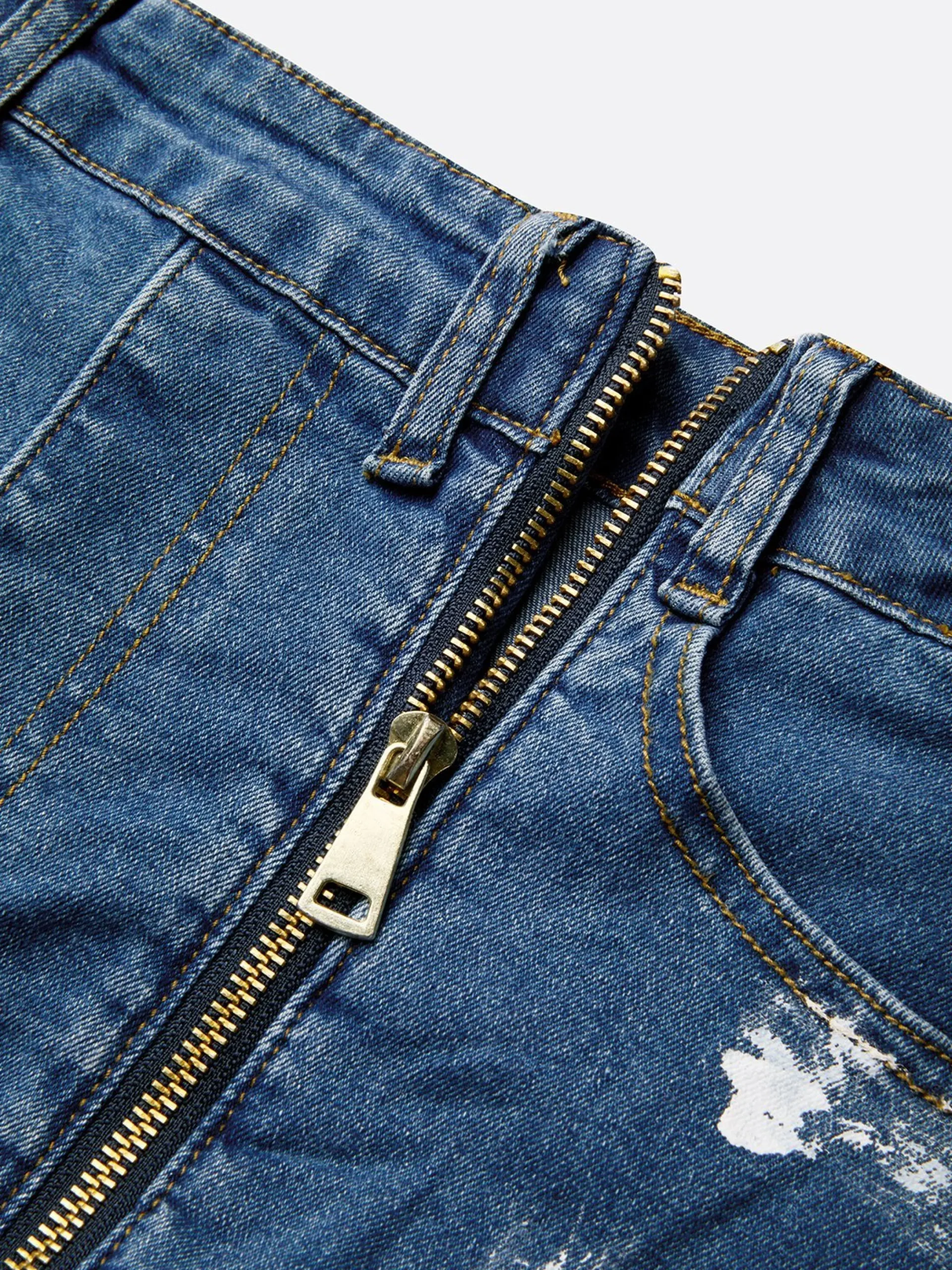 Zipper Plain Casual Jeans