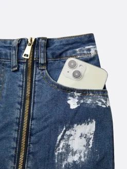Zipper Plain Casual Jeans