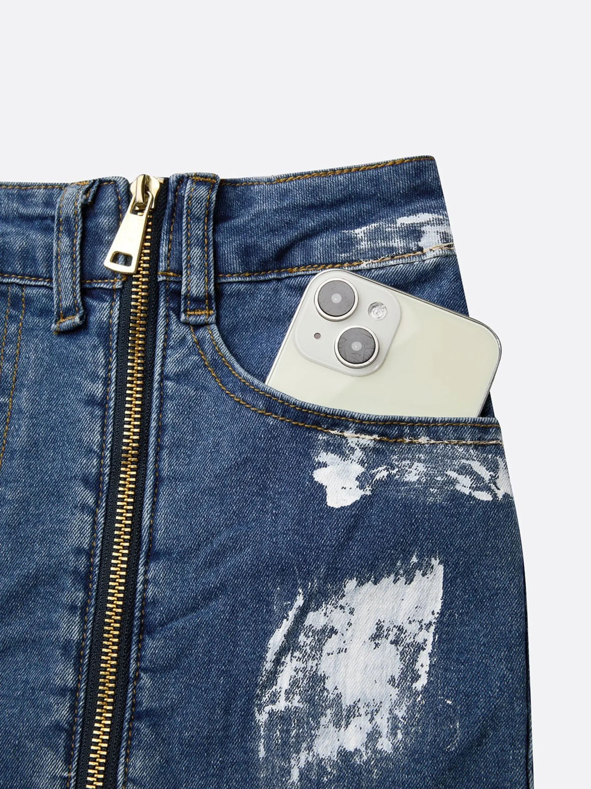 Zipper Plain Casual Jeans