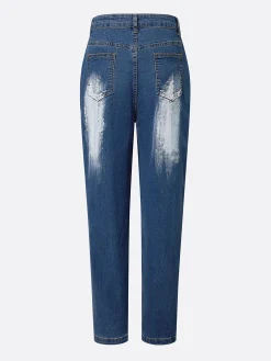 Zipper Plain Casual Jeans
